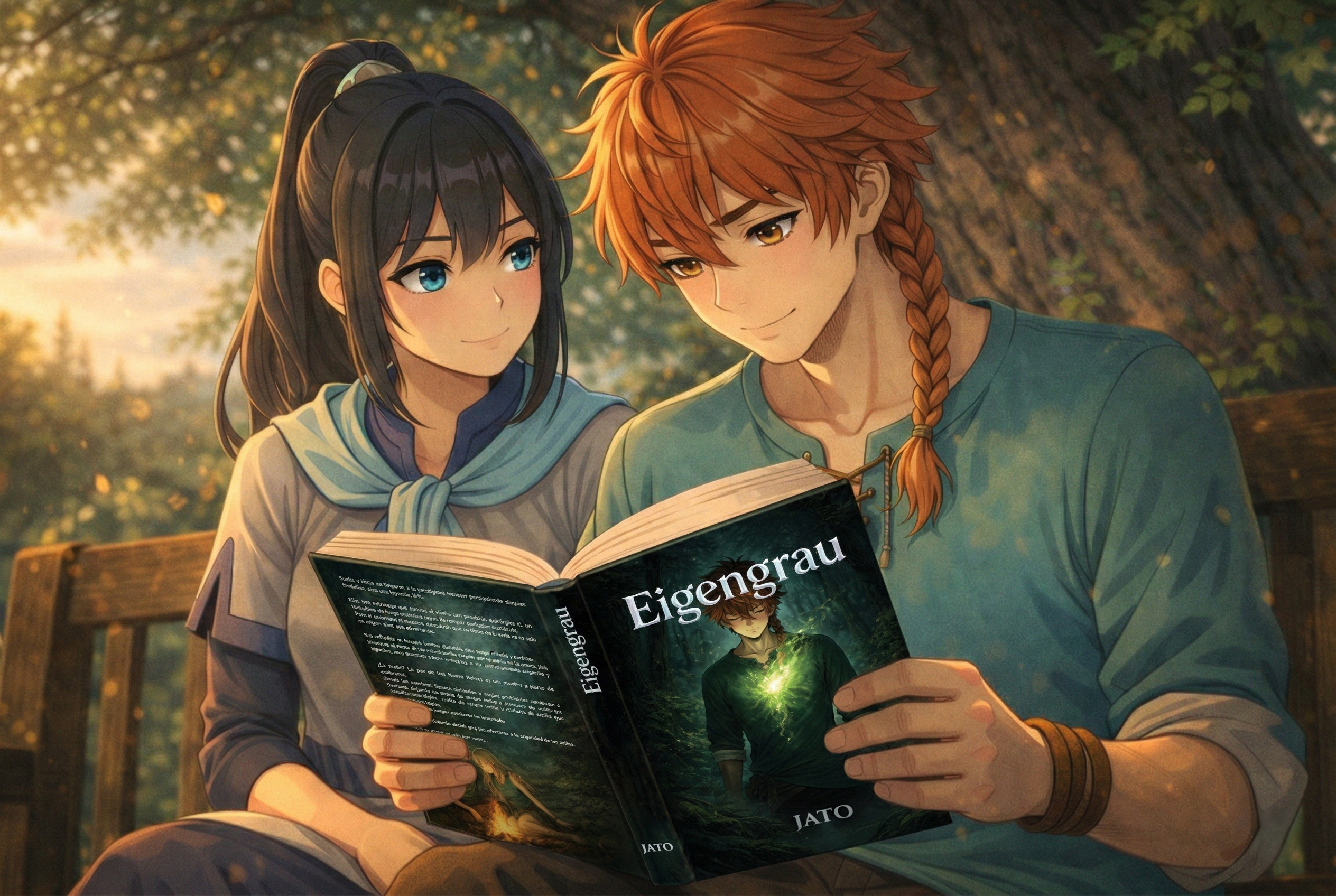 Hitze y Gwen en un paisaje de fantasía de Eigengrau